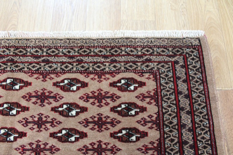 Old Handmade Turkmen Tribal Rug 110 x 55 cm Hand Knotted Wool Rug gallery