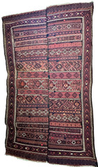 Dramatic Antique Tribal Flatweave Wool Textile 97×62 Afghan Wall Hanging