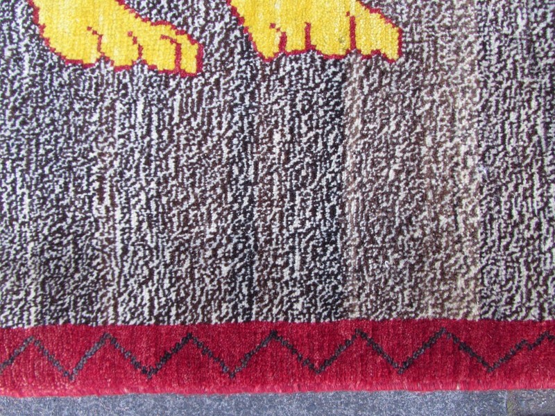 Vintage Traditional Hand Made Oriental Gabbe Wool Grey Rug 151x103cm Animal Lion gallery
