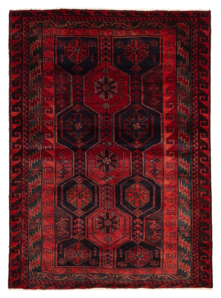 Vintage Hand-Knotted Area Rug 4'7" x 6'3" Traditional Oriental Wool Carpet