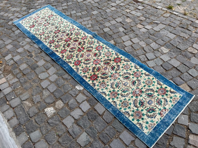 Carpet, Turkish rug, Vintage rug, Handmade rug, Runner, Wool | 2,4 x 9,9 ft gallery