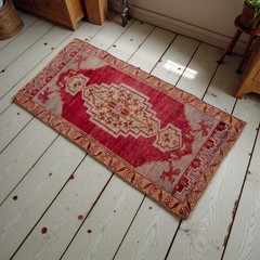 Door mat, Vintage Turkish Rug, Handmade Rug, Kitchen Rug, Small Rug 2×3 ft aprox