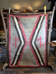 Circa 1930’s Handmade Navajo Eye Dazzler Rug Naturally Dyed