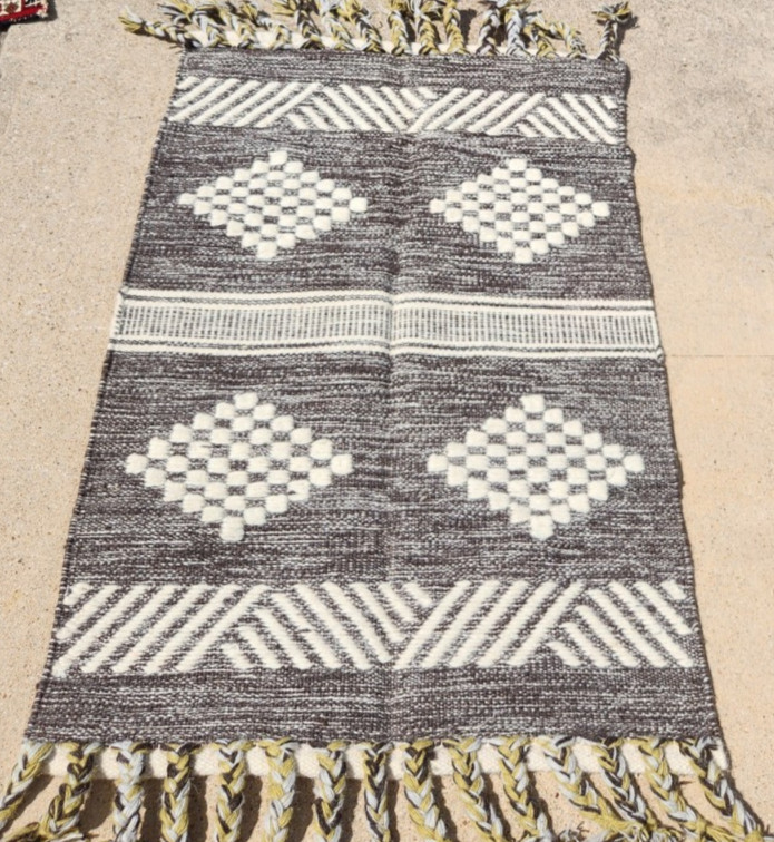2'x3' KURDISH TRIBAL NOMADIC KELIM RUG REVERSIBLE HAND-WOVEN VINTAGE WOOL gallery