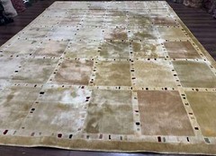 Large Wool Rug 10×13, Panel Design, Modern Contemporary Carpet
