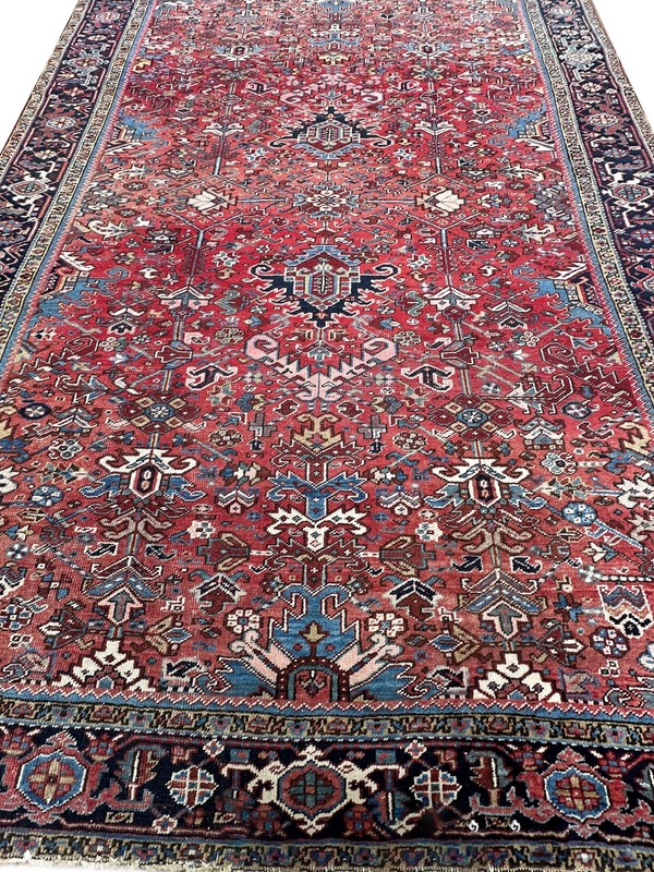 8x11 Antique Traditional Geometric Handmade Red Wool Area Rug 239cm x 336 c.1920 gallery