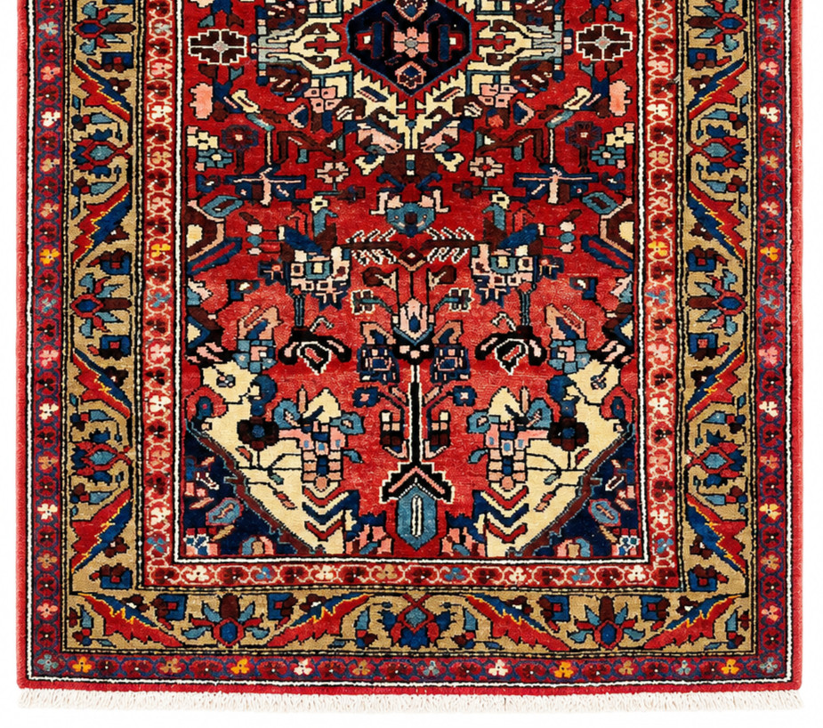 Vintage Zanjan Geometric Hand Knotted Wool Red Area Rug 3'5"x6'2" Oriental Boho gallery