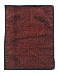 Vintage Afghan Wool Silk Kilim Rug Mat Handmade Minimalist Burgundy Red 18×22 in