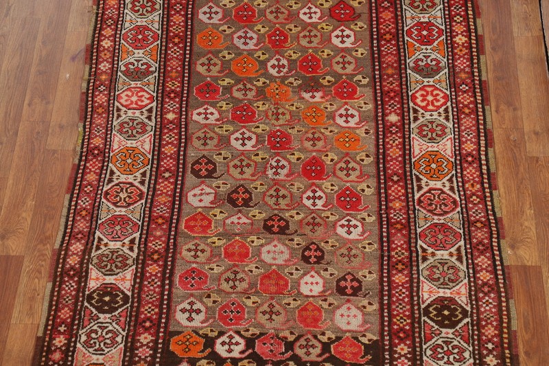 Pre-1900 Antique Vegetable Dye Kazak Russian 10' Runner Rug 4x10 Handmade Wool gallery