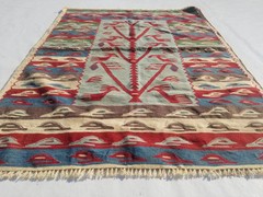 Vintage Traditional Handmade Turkish tree of life Wool Kilim 3.5×2.6ft