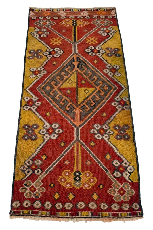 Vintage Rug, Antique Rug, Handmade Rug, Turkish Rug, Soumak Kilim, Jajim 1x3 ft gallery