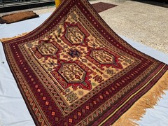 Antique Handwoven Terracotta Muted Rug 8×10 Large Afghan Geometric Kilim Carpet