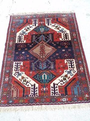 4x6ft. Handmade Kurdish Tribal Kazak Wool Rug