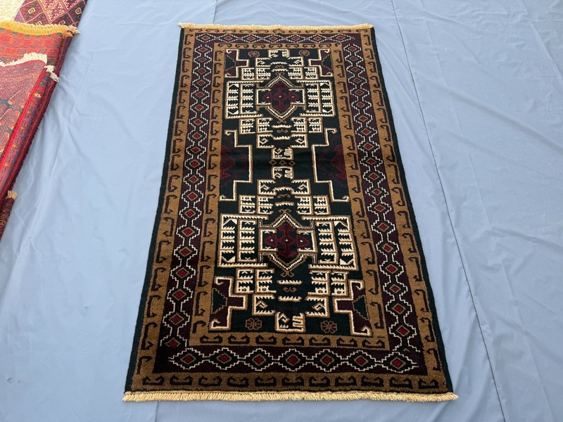 Fine Afghan Vintage Tribal Baluchi Rug 4x7 ft Hand Knotted Antique Oriental Rug gallery