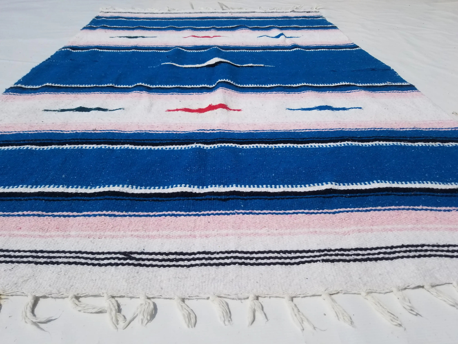 Vintage Traditional Handmade Mexican Saltillo Wool Multi Kilim 6.4x4.0ft gallery