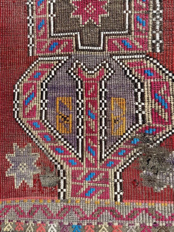 Rustic Tribal Handmade Wool Kilim Rug from Turkey - 123 cm x 68 cm gallery