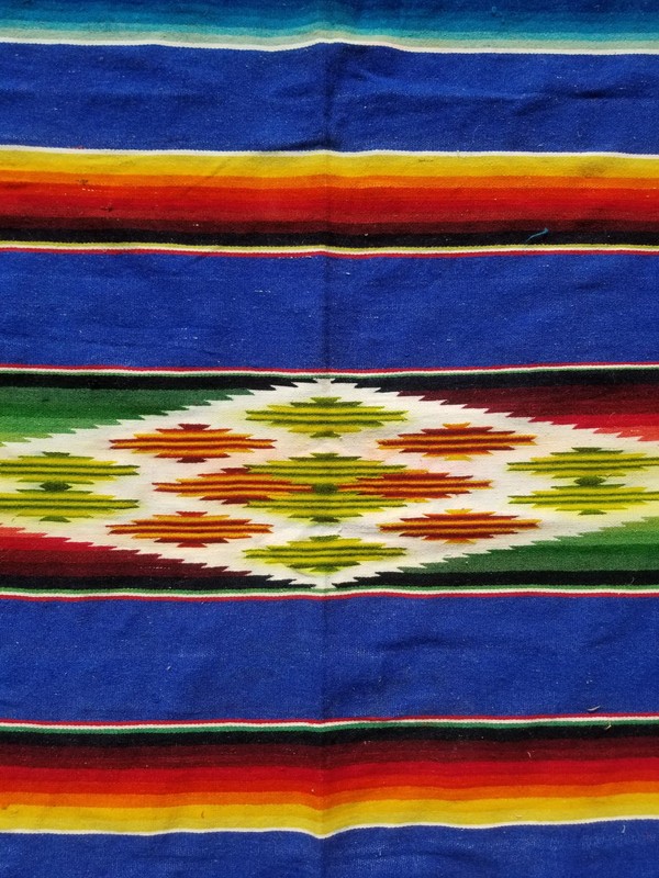 Vintage Traditional Handmade Mexican Saltillo Serape Wool Multi Kilim 7.7x5.7ft gallery