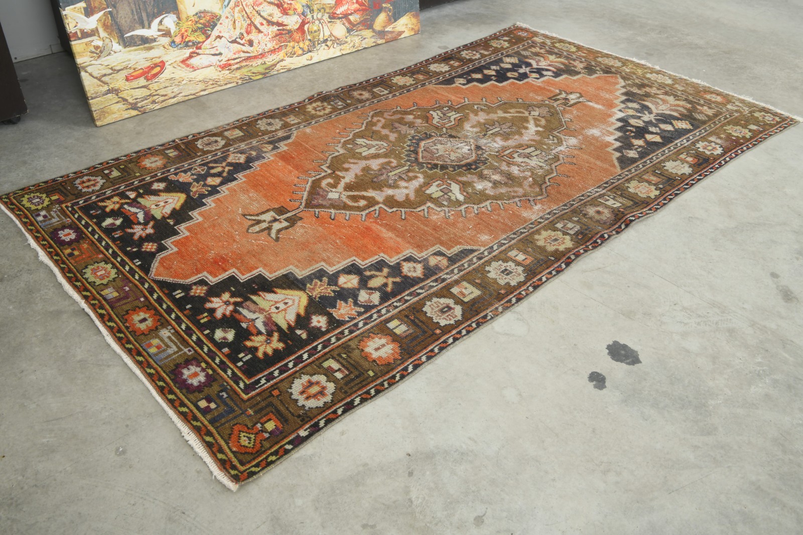 4x7 Turkish Area Rug Hand-Knotted Vintage Oushak Rug Small Boho Decor Carpet,637 gallery