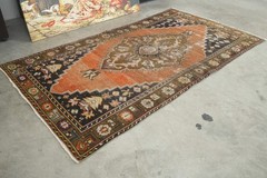 4×7 Turkish Area Rug Hand-Knotted Vintage Oushak Rug Small Boho Decor Carpet,637