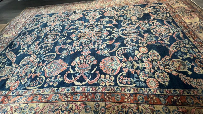 ORIENTAL ANTIQUE SAROUK MOHAJERAN RUG 9X12FT CIR 1900 gallery