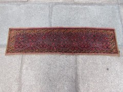 Antique Hand Made Traditional Oriental Wool Brown Red Turba Bagface Rug 127x35cm