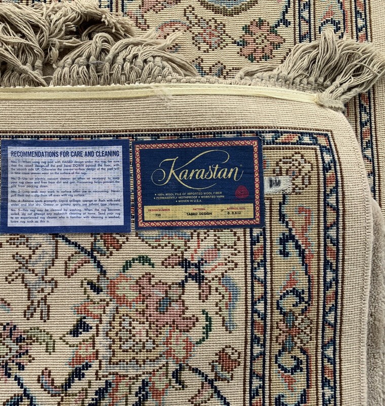 Karastan "Number 738 Ta briz" Ivory Wool Rug with Animal Motifs 8’8” By 12’ gallery