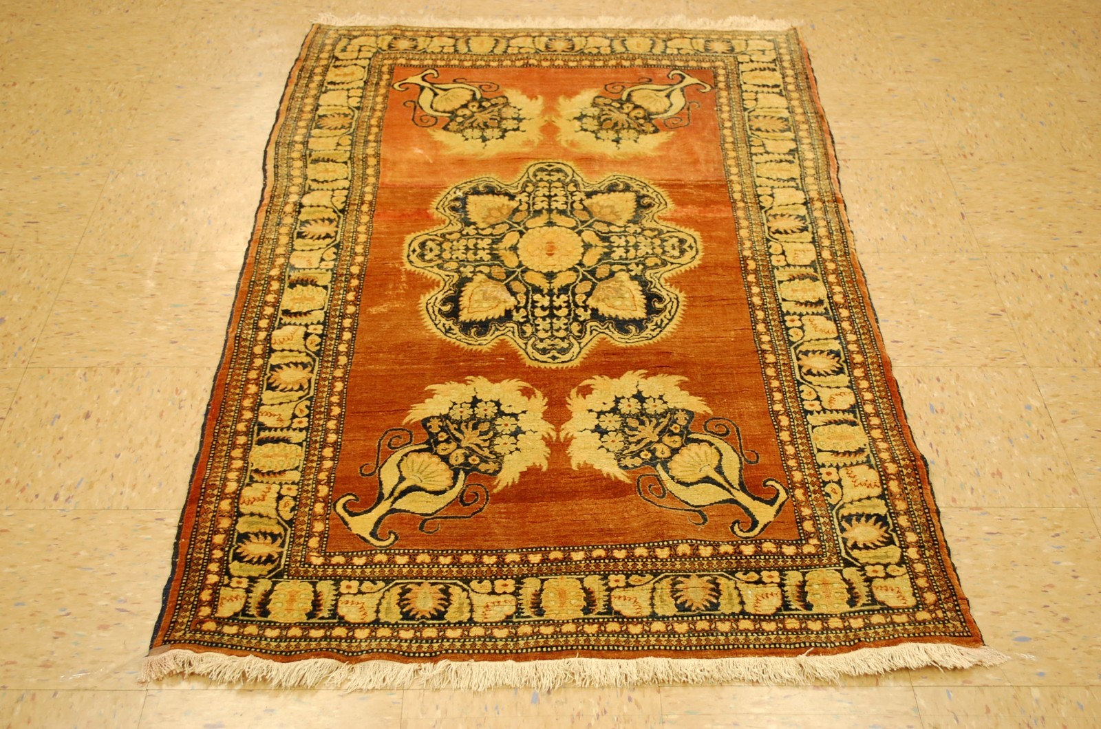 WOOL,SILK Old CAUCASIAN Rugs, Hand Woven,knotted size Approximately 3'4" X 5'7" gallery