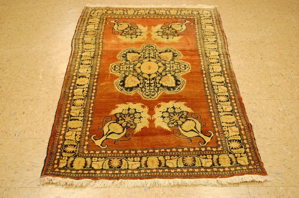 WOOL,SILK Old CAUCASIAN Rugs, Hand Woven,knotted size Approximately 3'4" X 5'7"