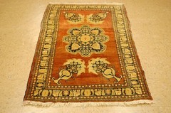 WOOL,SILK Old CAUCASIAN Rugs, Hand Woven,knotted size Approximately 3’4″ X 5’7″