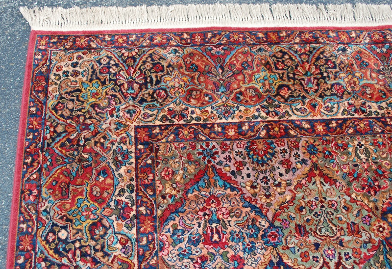 ANTIQUE EARLY KARASTAN KIRMAN MULTI_COLOR PANEL PATTERN#717 RUG CARPET 8.8 X10.6 gallery
