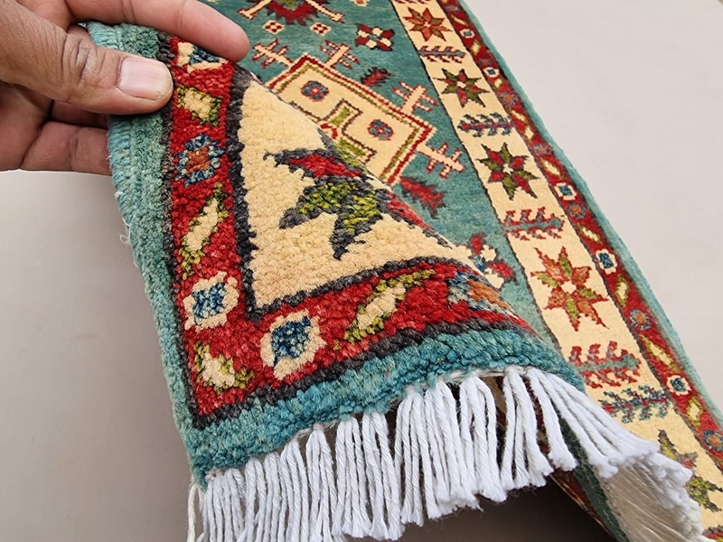 Table Handmade Afghan Rug Trabal Vintage Table Rug Pure Soft Area Rug 100x55 cm gallery