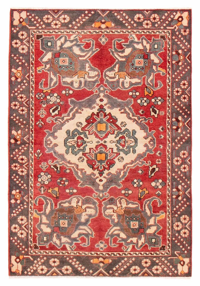 Vintage Hand-Knotted Area Rug 4'1" x 6'2" Traditional Wool Carpet