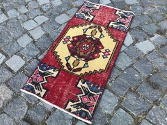 Bohemian Small Rug, Turkish Vintage Rug, Handmade Wool Rug, Home Decor,1,4×2,8ft