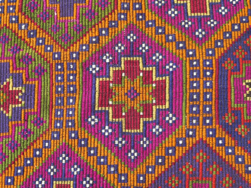 Boho Rug, Area Rugs, Turkish Kilim, Embroidery Rug, Handmade Wool Carpet77"x107" gallery