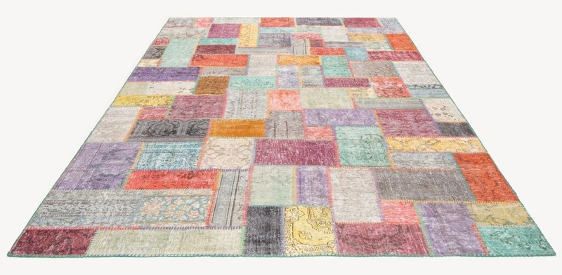 Patchwork 302x201 cm Hand-Knotted Vintage Oriental Rug Carpet gallery