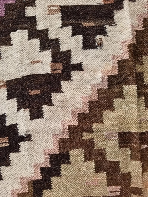 Vintage Peruvian Traditional Handmade Wool Multicolor Kilim 195x143cm gallery