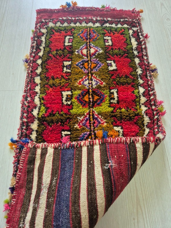 Antique Turkish Kozak Bergama Hand-Knotted Rug Pillow 14x30" - Collector’s Piece gallery