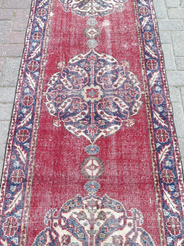 Vintage Turkish Runner Rug Hallway Rug Carpet Corridor Handmade Long Rug31"x136" gallery