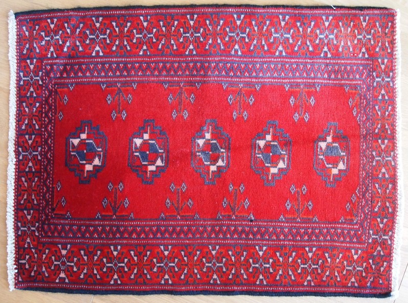 Vintage 1970s Handmade Turkmen Rug – 1.9' x 2.6' (58cm x 79cm) – 1C204 gallery