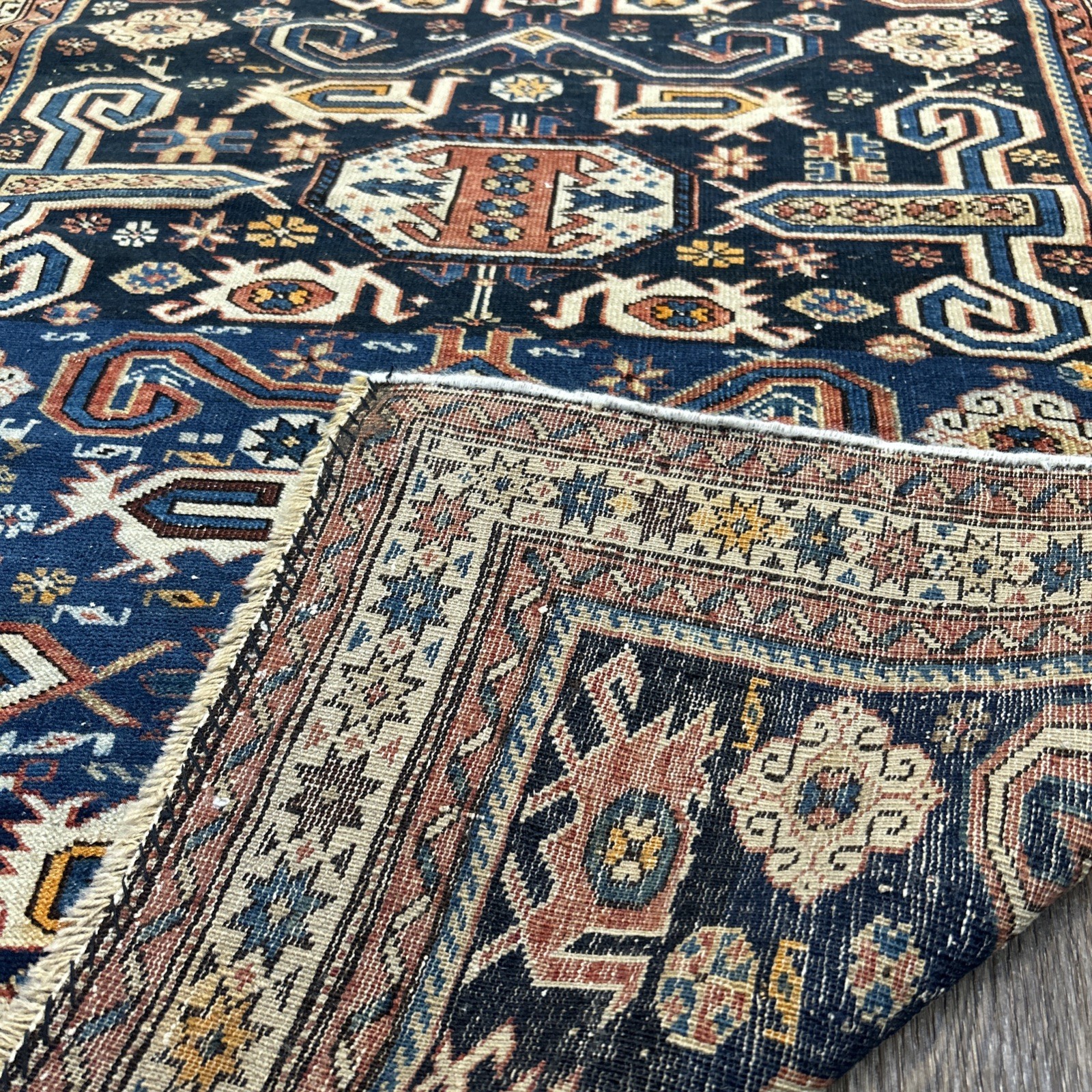 Antique Caucasian Kazak Shirvan Perpedil Rug Size 4'0 x 2'8 Ft gallery