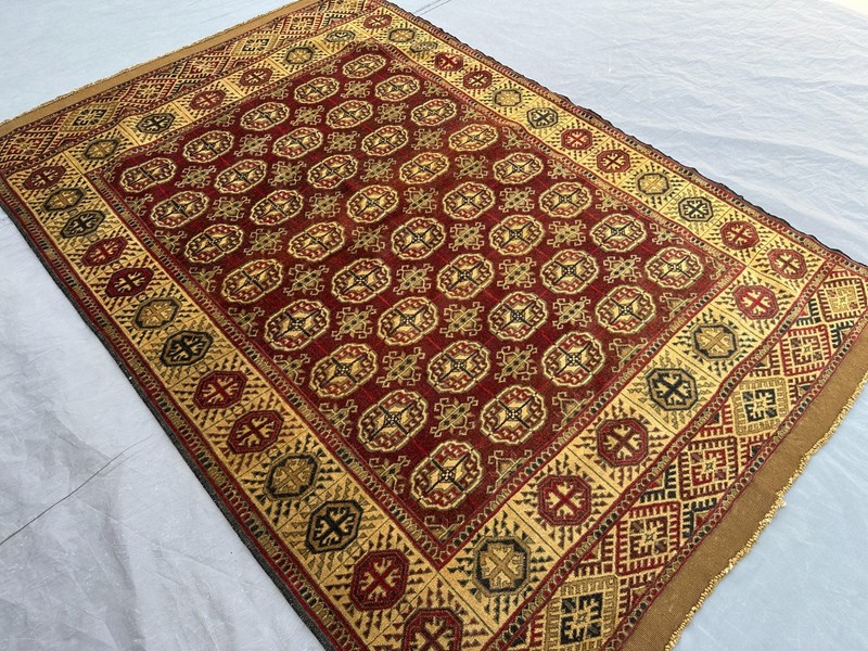 4'2x6'3 ft Antique Turkmen Tekke Rug Hand Knotted Wool Terracotta Red Area Rug gallery