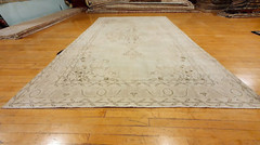 Exquisite Antique 1930-1940’s Wool Pile Muted Natural Dye Oushak Area Rug 7x11ft