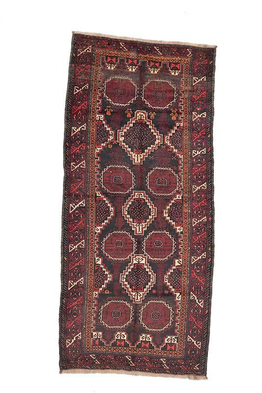 Vintage Geometric Tribal Southwestern Afghan 4' 11" x 8' 6" Red Hand Knotted Rug