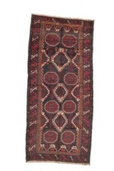 Vintage Geometric Tribal Southwestern Afghan 4′ 11″ x 8′ 6″ Red Hand Knotted Rug