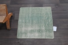 Oushak Turkish Doormat Rug 2×2 GREEN Anatolian Handmade Vintage Small Kilim Rug