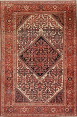 Pre-1900 Floral Ivory Hand-made Area Rug Antique Traditional Wool Carpet 4×7