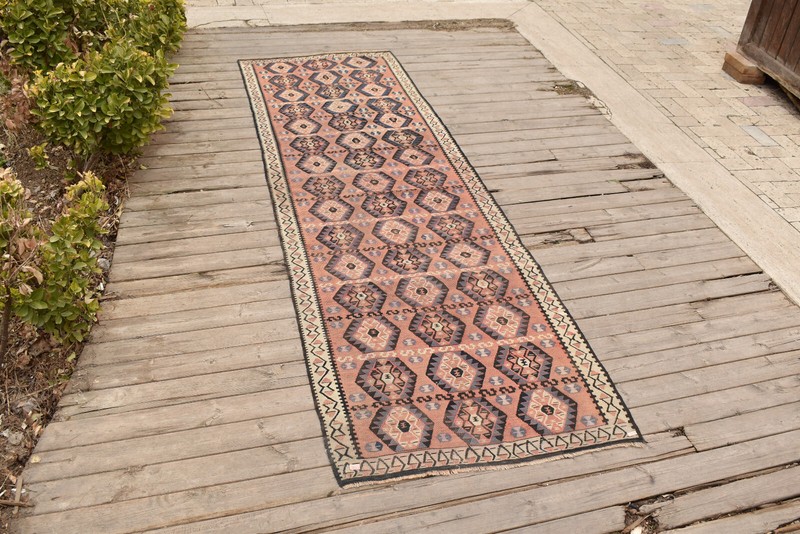 Turkish Rug 32''x99'' Handwoven Van Kilim 83x254cm Wool Vintage Tribal Area Rug gallery