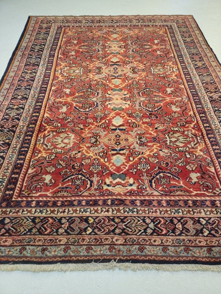 Antique Oriental Hand-Knotted Wool Area Rug Collectible Mahal Red 7'2" x 9'8"