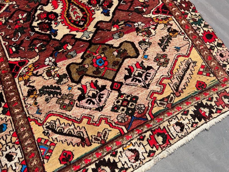 Terracotta Antique Caucasian Rug 5x7 ft Red Hand Knotted Geometric Faded Carpet gallery