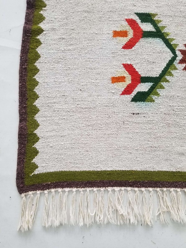 Fine Vintage Traditional Hand Made Oriental Wool Green Grey Kilim 201x91cm gallery